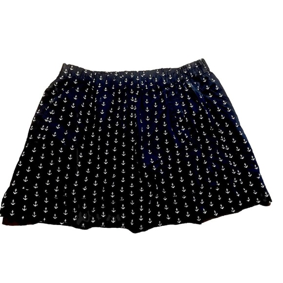 Womens J.Crew Navy Blue Nautical Lined 100% Cotton Elastic Skirt Size M Pockets! - Picture 1 of 3